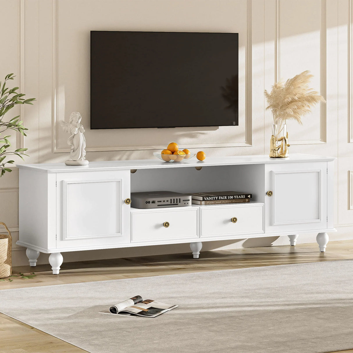TV Stand For TVs Up To 80", Entertainment Center With Open Compartment - Furniture Home Direct