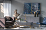 Framed Art Panels, Unique Marbled Design (Set of 2) - Blue - Furniture Home Direct