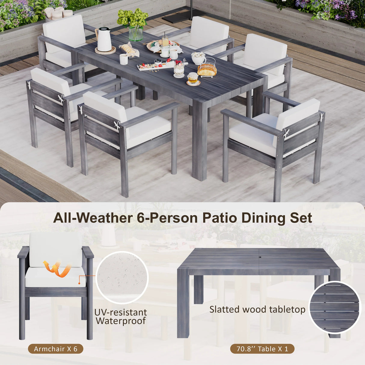 7 Piece Patio Dining Table Set - Furniture Home Direct