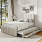 Upholstered Platform Bed With Twin Size Trundle And 3 Drawers - Furniture Home Direct