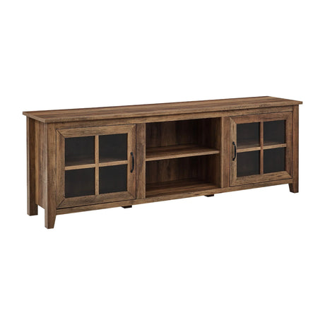 Modern Farmhouse 2 Door Glass Windowpane 70" TV Stand For 80" TVs - Furniture Home Direct