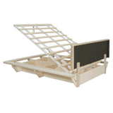Queen Bed With Upholstered Storage And LED Lighting Beige - Furniture Home Direct