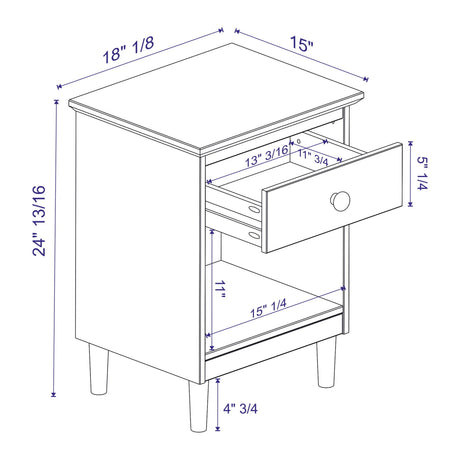 Classic 1 Drawer Nightstand With Cubby - Furniture Home Direct
