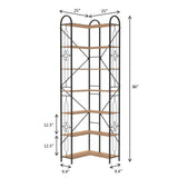 Industrial Style Corner Bookshelf With Thickened Iron Frame - Furniture Home Direct