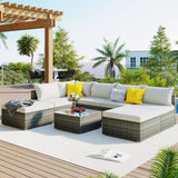 8 Pieces Outdoor Patio Furniture Conversation Wicker Sofa Set - Furniture Home Direct
