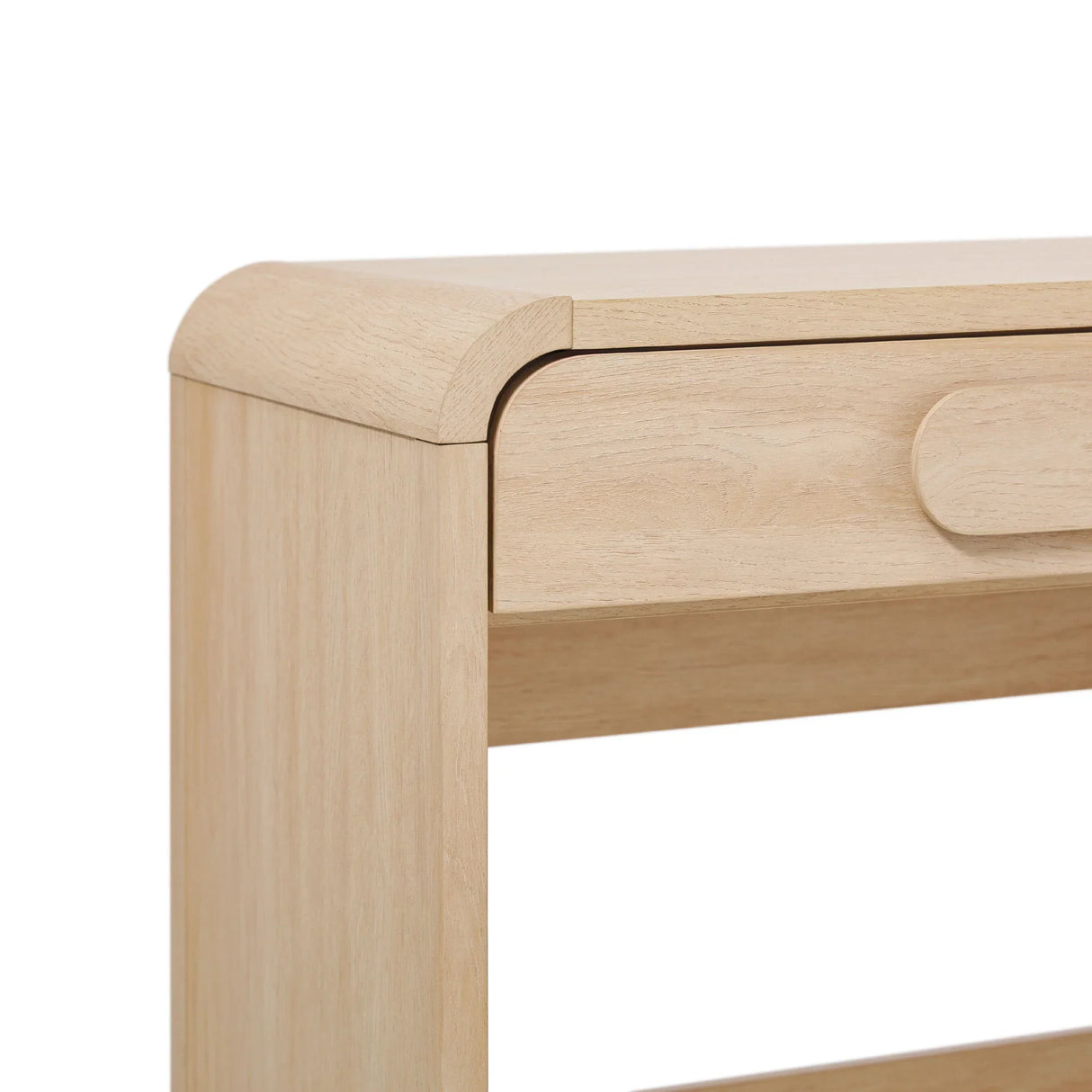 Modern Curved Waterfall Desk With Drawers - Oak - Furniture Home Direct