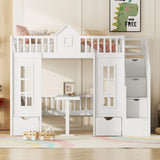 Twin Over Twin Bunk Bed With Changeable Table, Bunk Bed Turn Into Upper Bed And Down Desk - Furniture Home Direct