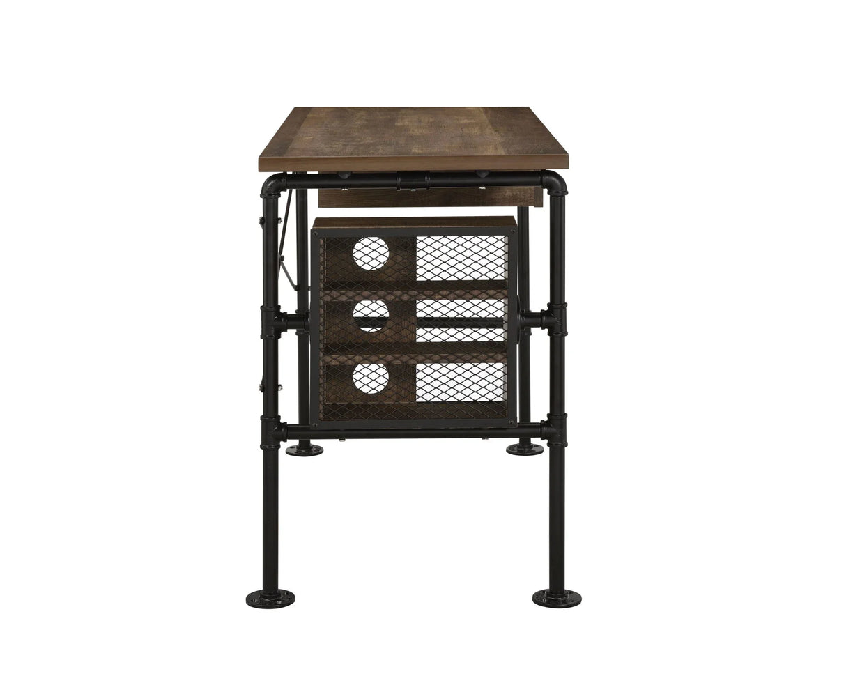 Endang - Writing Desk - Weathered Oak / Black - Furniture Home Direct