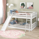 Full Over Full Bunk Bed With Convertible Slide And Ladder - White - Furniture Home Direct