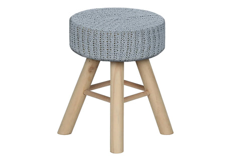 Ottoman, Pouf, Footrest, Foot Stool, Round Velvet, Natural Wood Legs, Contemporary, Modern - Furniture Home Direct