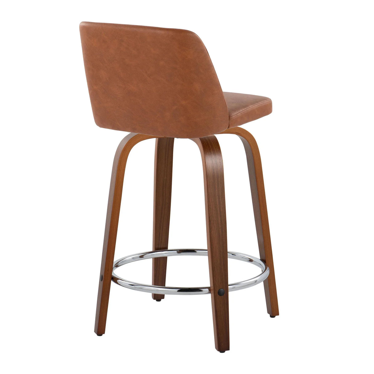 Toriano - Mid Century Modern Fixed Height Counter Stool With Swivel With Round Footrest (Set of 2) - Furniture Home Direct