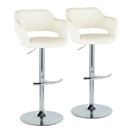 Margarite - Contemporary Ajustable Barstool With Swivel With Rounded T Footrest (Set of 2) - Furniture Home Direct