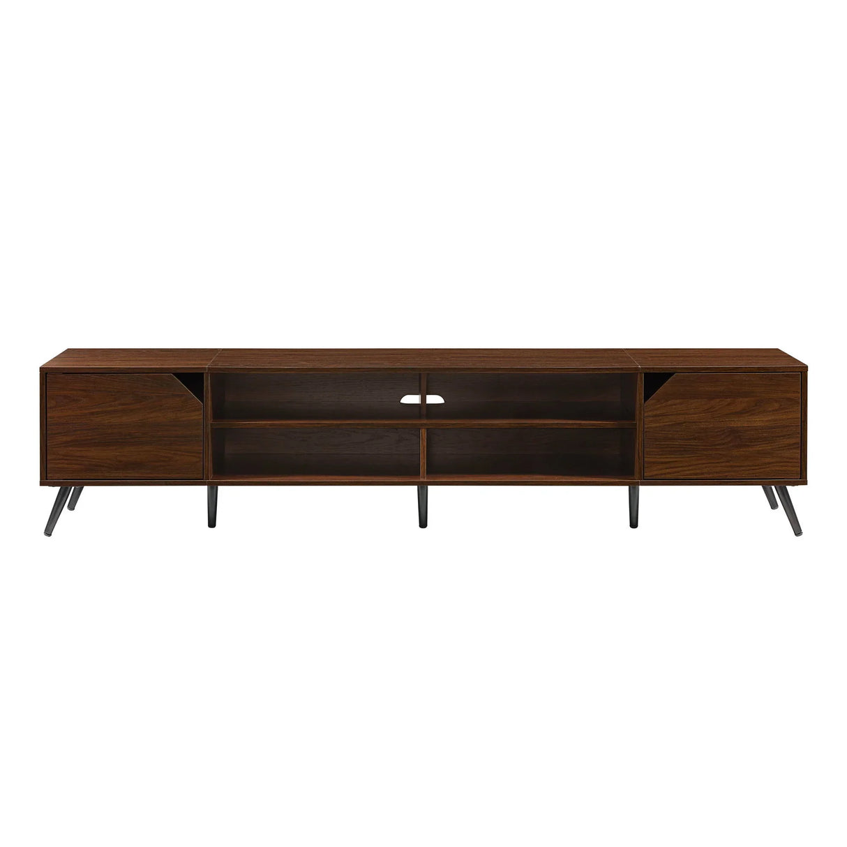Contemporary 2 Door Minimalist TV Stand For TVs Up To 90" - Dark Walnut - Furniture Home Direct