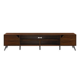 Contemporary 2 Door Minimalist TV Stand For TVs Up To 90" - Dark Walnut - Furniture Home Direct