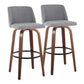 Toriano - Mid Century Modern Fixed Height Barstool Swivel And Round Footrest (Set of 2) - Furniture Home Direct