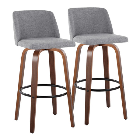 Toriano - Mid Century Modern Fixed Height Barstool Swivel And Round Footrest (Set of 2) - Furniture Home Direct