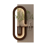 Adjustable LED Sandstone Wall Decor With Simulated Plants 3D Art Sculpture, Glass Vase & Rabbit Statue, Remote Control - Light Coffee - Furniture Home Direct