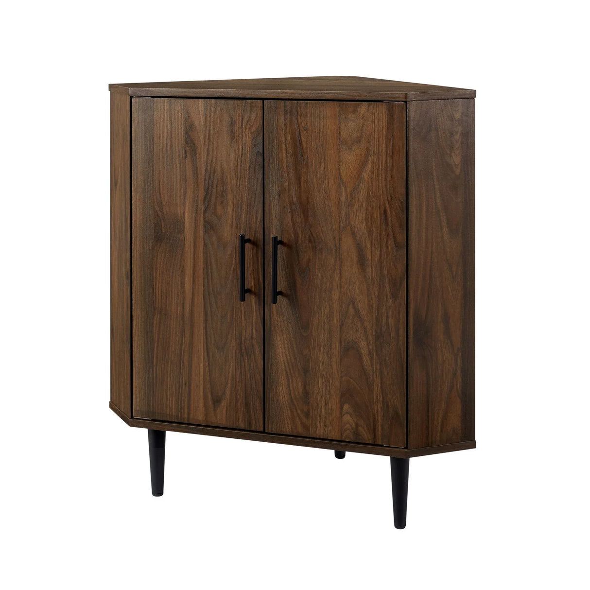 Contemporary 2 Door Mixed-Material Corner Accent Cabinet - Furniture Home Direct