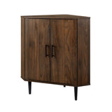 Contemporary 2 Door Mixed-Material Corner Accent Cabinet - Furniture Home Direct