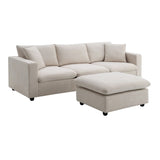 Modern Sectional Sofa With Throw Pillows, Cloud L Shaped Couch Set With Wide 4 Seat Comfy Couch Set With Movable Ottoman - Furniture Home Direct