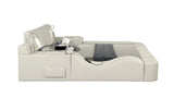 Queen Bed Upholstered Platform with Built in Lighting Beige - Furniture Home Direct