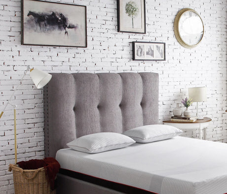 Queen Size Tufted Upholstered Headboard With Nailhead Trim - Gray - Furniture Home Direct