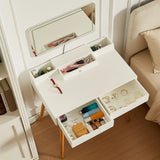 Makeup Vanity Desk With Removable Mirror And Lights, 3 Color Modes & Adjustable Brightness Dressing Table, Small Vanity Table Set With 2 Drawers For Bedroom - White - Furniture Home Direct