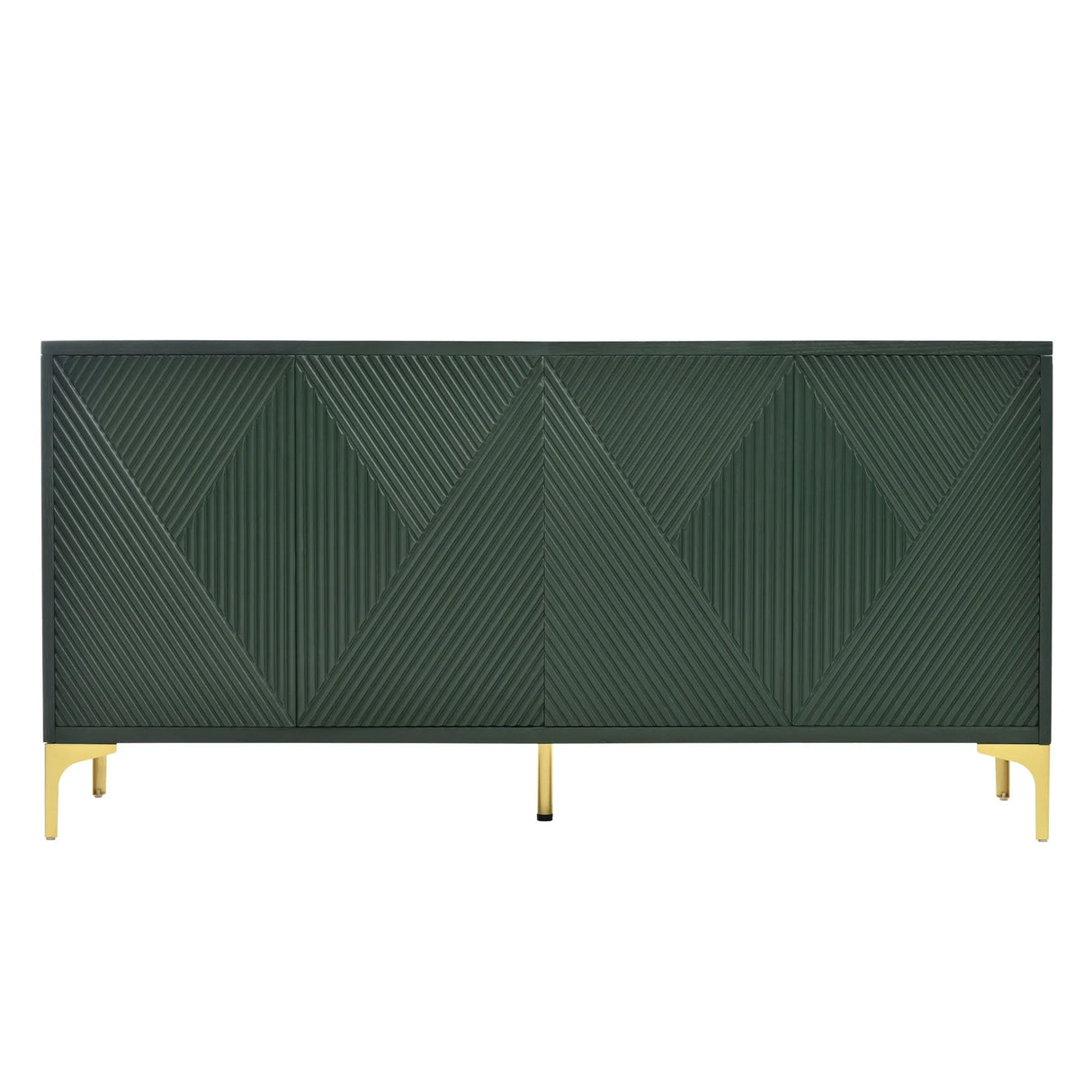 Modern Wood Sideboard Cabinet With Carved Door Panels, Adjustable Shelves, And Sturdy Metal Legs - Furniture Home Direct