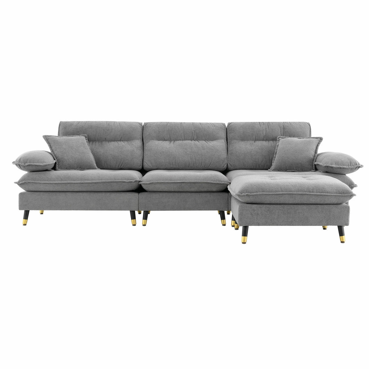 Sectional Sofa Cloud Chenille L Shape With Ottoman Gray - Furniture Home Direct