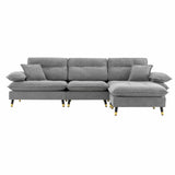Sectional Sofa Cloud Chenille L Shape With Ottoman Gray - Furniture Home Direct