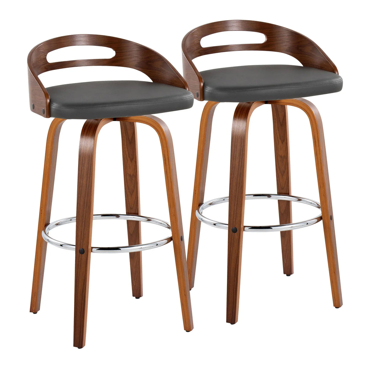 Cassis - Contemporary Fixed Height Barstool With Swivel With Round Footrest (Set of 2) - Furniture Home Direct
