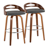 Cassis - Contemporary Fixed Height Barstool With Swivel With Round Footrest (Set of 2) - Furniture Home Direct