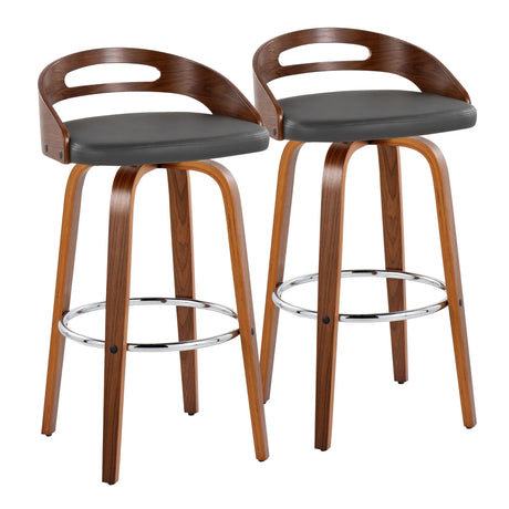 Cassis - Contemporary Fixed Height Barstool With Swivel With Round Footrest (Set of 2) - Furniture Home Direct
