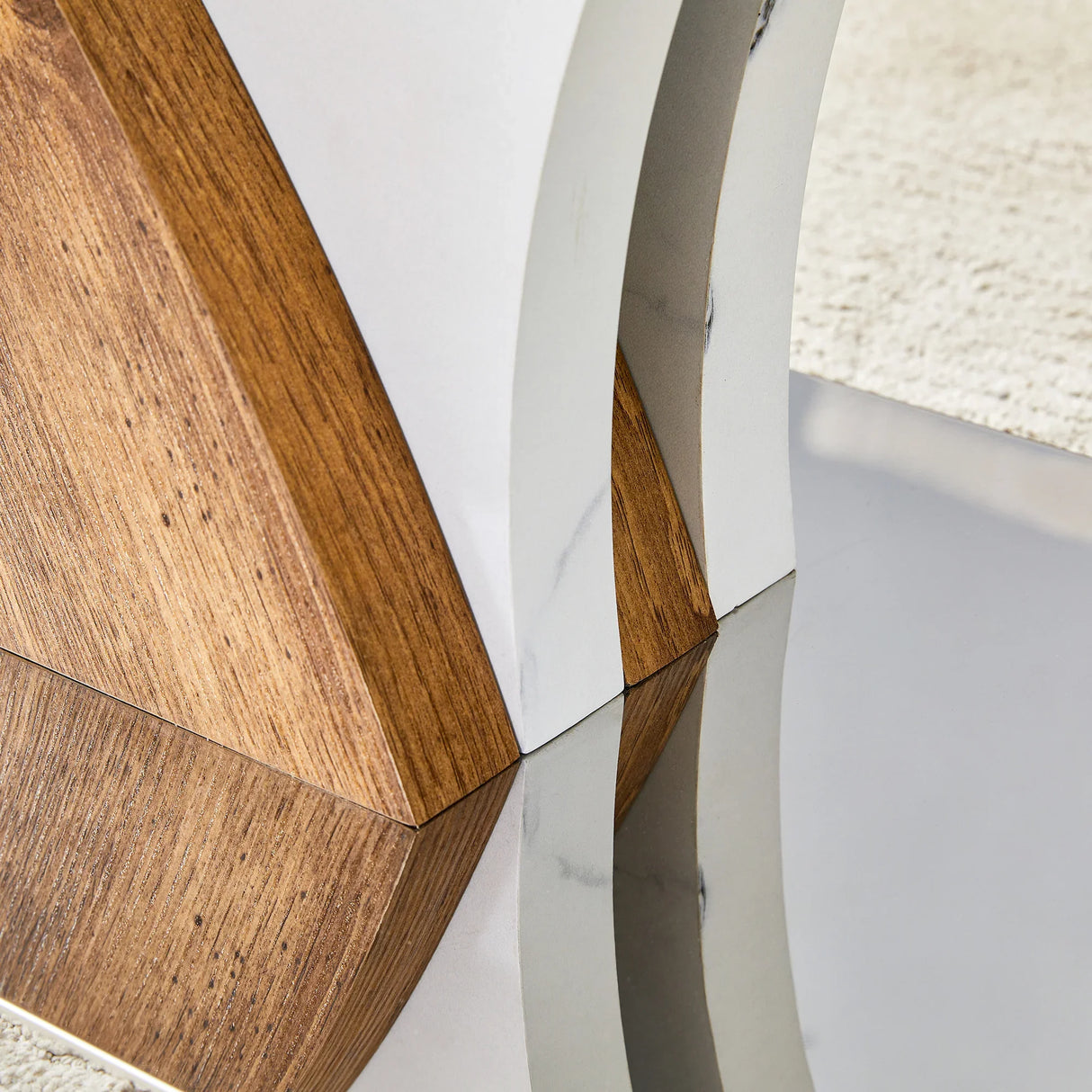 Coffee Table Glass Top With Wooden Base Modern Brown - Furniture Home Direct