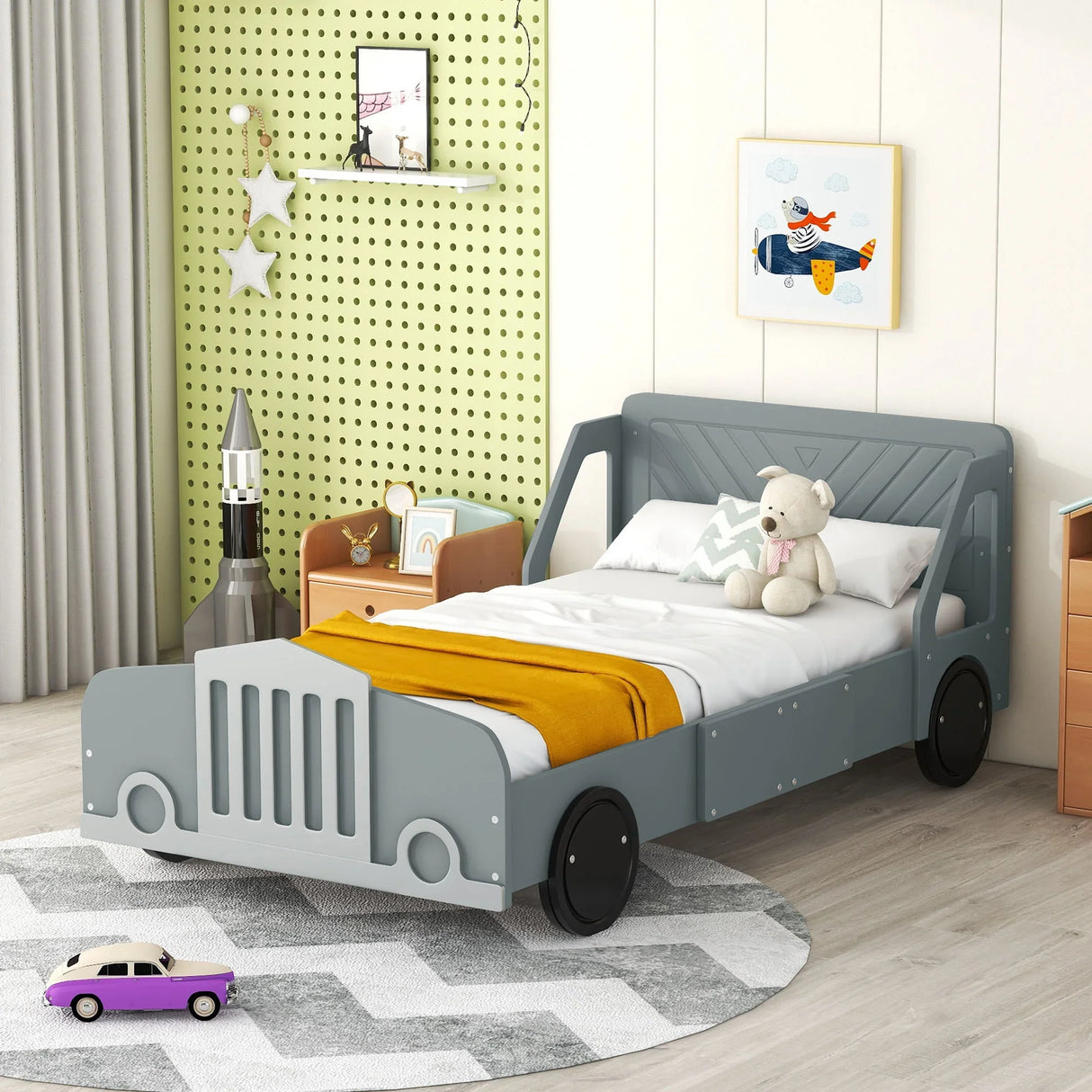 Car Shaped Platform Bed With Wheels - Furniture Home Direct
