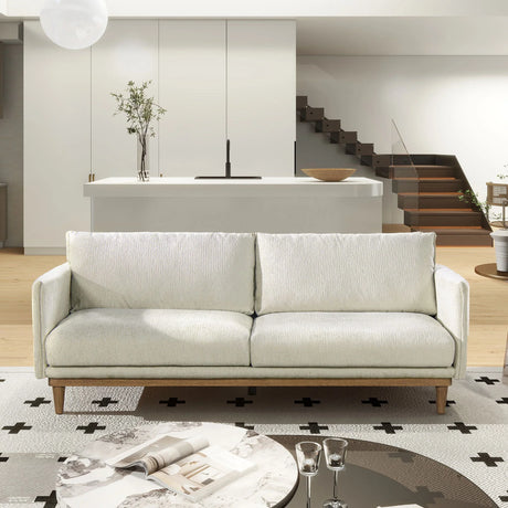 Haven - Flange Arm Oak Sofa - Marled Gray - Furniture Home Direct