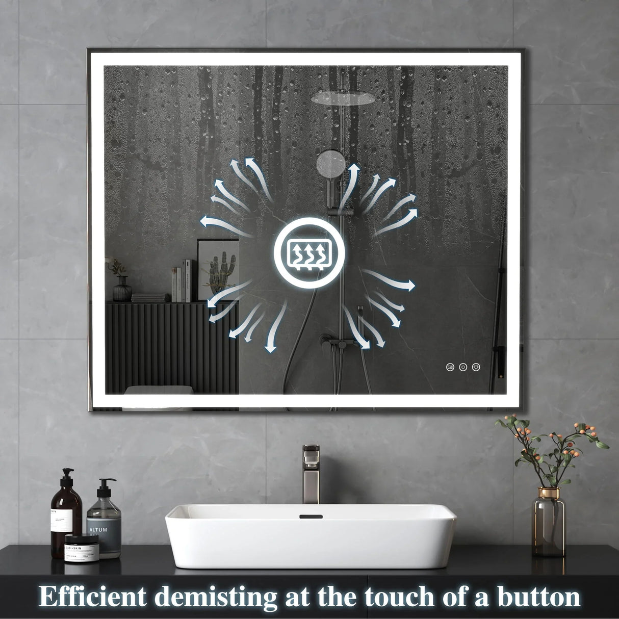 LED Bathroom Vanity Mirror Wall Mounted Adjustable White / Warm / Natural Lights Anti-Fog Touch Switch With Memory Modern Smart Large Bathroom Mirrors - Furniture Home Direct