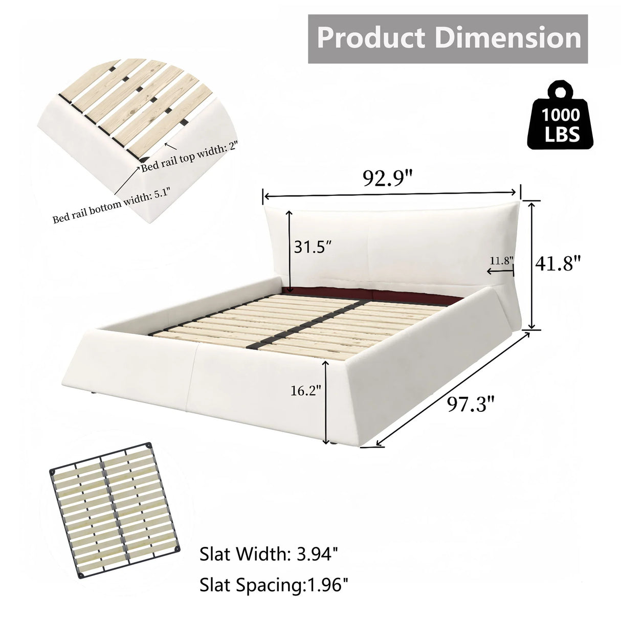 Upholstered Platform Bed With Special Shaped Velvet Headboard - Furniture Home Direct