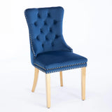Nikki - Modern, High-End Tufted Solid Wood Contemporary Velvet Upholstered Dining Chair With Golden Stainless Steel Plating Legs, Nailhead Trim (Set of 2) - Furniture Home Direct