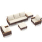 5 Piece Rattan Terrace Furniture Set, 7 Seats Cushions, High Footed Design - Furniture Home Direct
