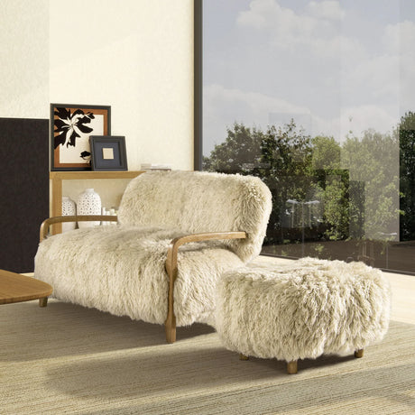 Enchante - Sheepskin Accent Loveseat - Taupe / Natural - Furniture Home Direct