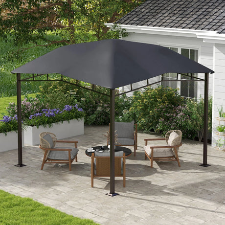 Outsunny - 10' x 10' Soft Top Patio Gazebo Outdoor Canopy With Unique Geometric Design Roof, All-Weather Steel Frame - Gray - Furniture Home Direct