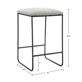 Counter Stool With Faux Linen Seat - Heathered Gray / Matte Black - Furniture Home Direct