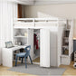 Loft Bed With Wardrobe, Desk And Shelves - Furniture Home Direct