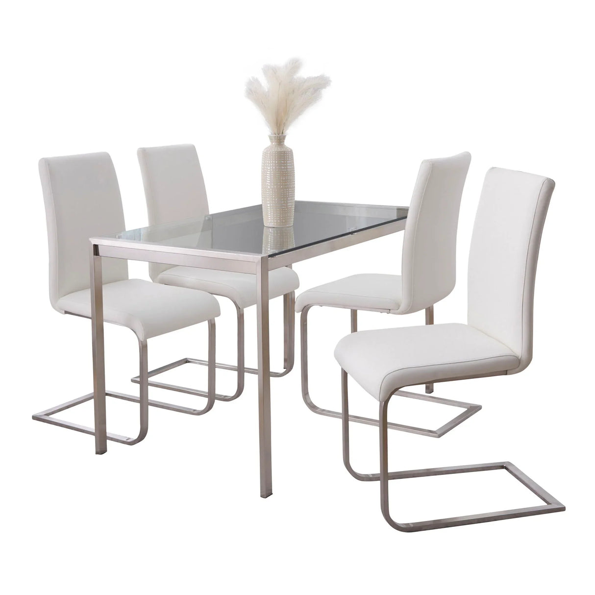 Fuji Foster - Contemporary Dining Set l, Glass 5 Piece - Furniture Home Direct
