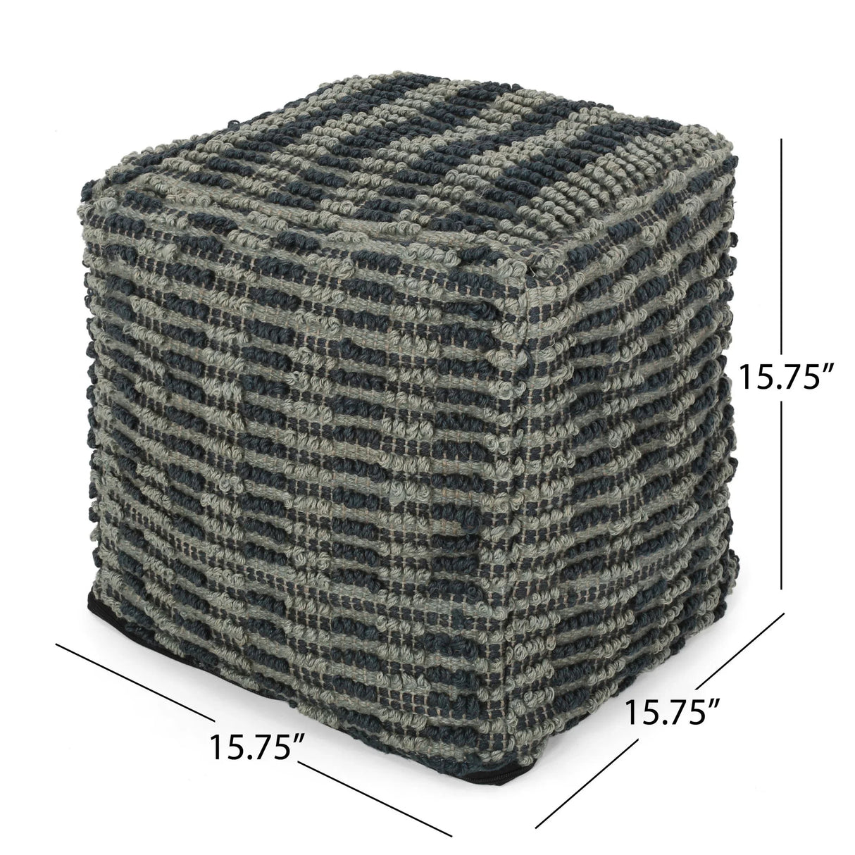 Walle - Fabric Square Pouf Ottoman And Floor Cushion Teal - Blue - Furniture Home Direct