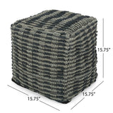 Walle - Fabric Square Pouf Ottoman And Floor Cushion Teal - Blue - Furniture Home Direct