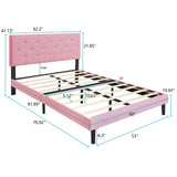 Modern Upholstered Platform Bed Frame With Button Tufted Linen Fabric Headboard - Furniture Home Direct