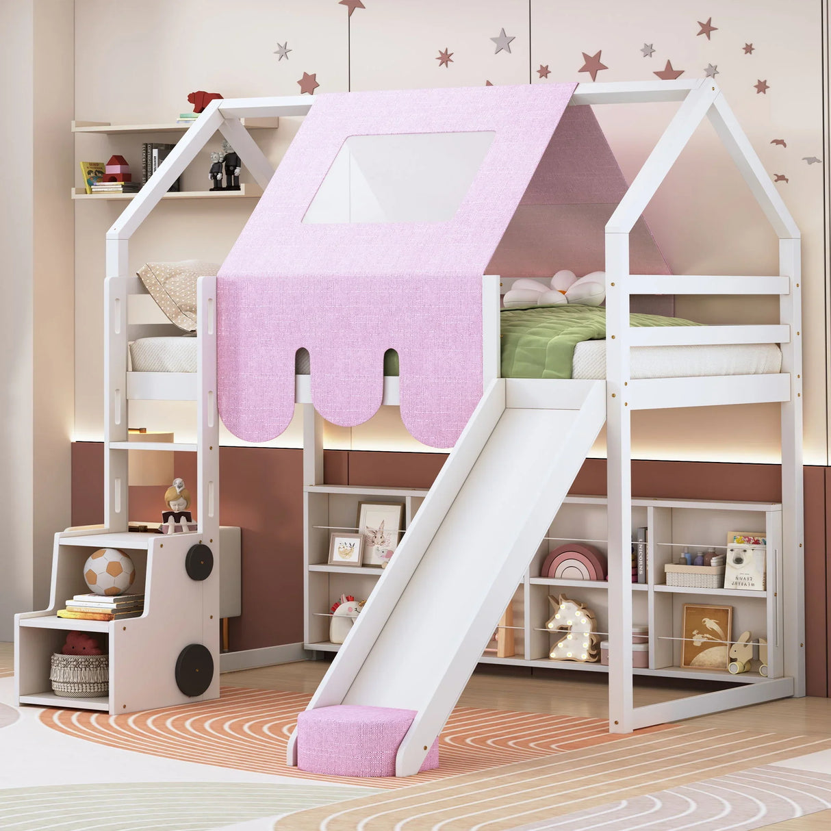 Loft Bed With House Shaped Frame And Tent - Furniture Home Direct