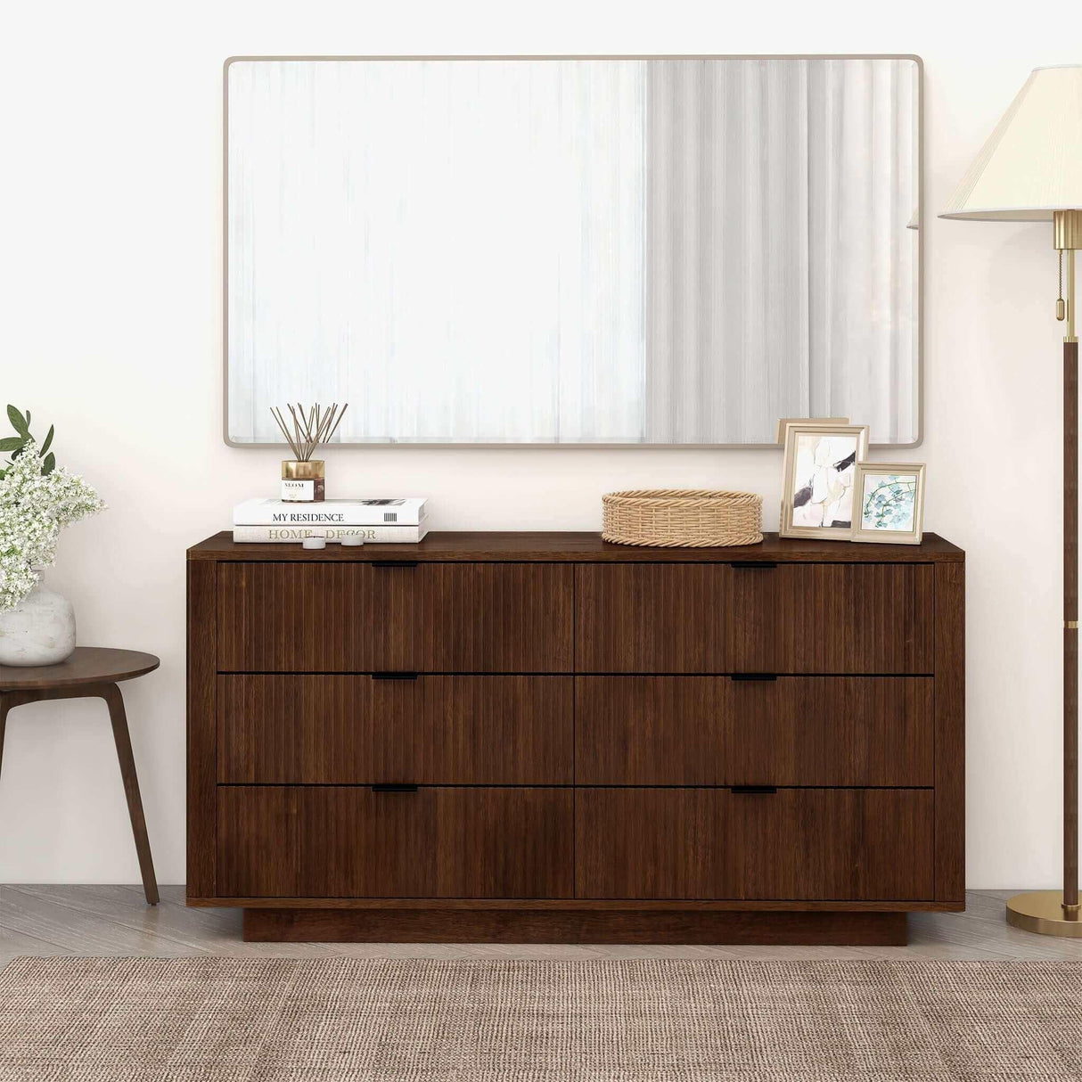 Lola - Mid-Century Modern Dresser With 6 Drawers - Dark Brown - Furniture Home Direct